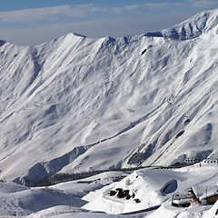 Image showing View on ski resort Gudauri in sun day