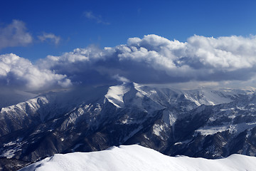 Image showing View on off-piste slope at nice sun day