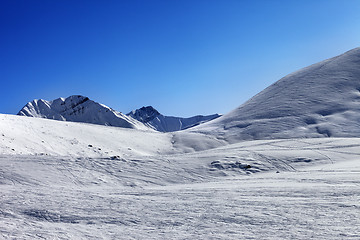 Image showing Off piste slope at nice sunny morning