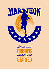 Image showing Marathon Runner Finishing Retro Poster