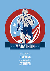 Image showing American Marathon Runner Retro Poster