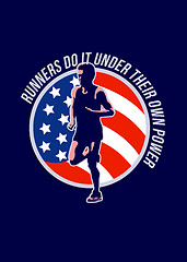 Image showing American Marathon Runner Running Power Retro