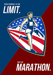 Image showing American Marathon Runner Push Limits Retro Poster