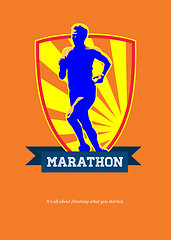 Image showing Marathon Runner Starting Run Retro Poster