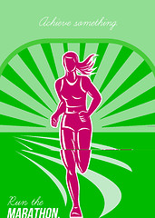 Image showing Female Run Marathon Retro Poster