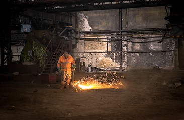 Image showing Welding manwith sparks
