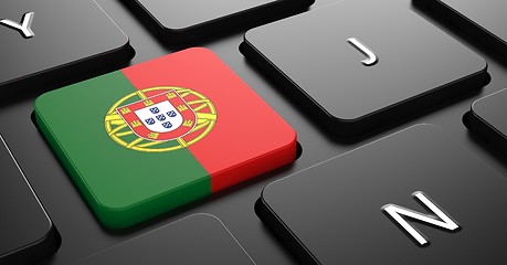 Image showing Portugal - Flag on Button of Black Keyboard.