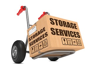 Image showing Storage Services - Cardboard Box on Hand Truck.