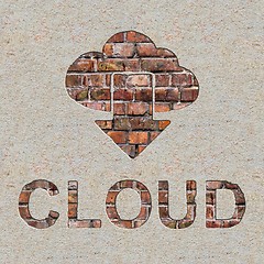 Image showing Cloud Concept on the Brick Wall.