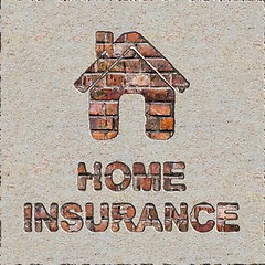 Image showing Home Insurance Concept on the Brick Wall.