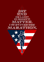 Image showing American Female Marathon Runner Retro Poster