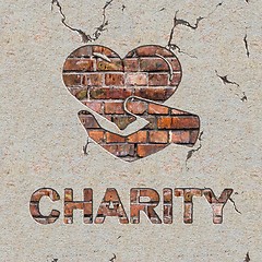 Image showing Charity Concept on the Brick Wall.