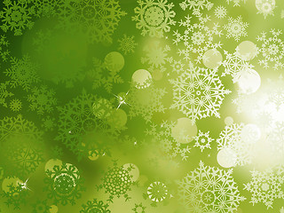 Image showing Green Christmas with snowflakes. EPS 10