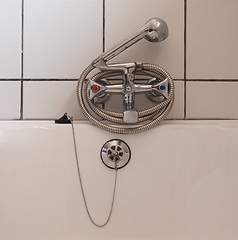 Image showing Used chrome metal shower