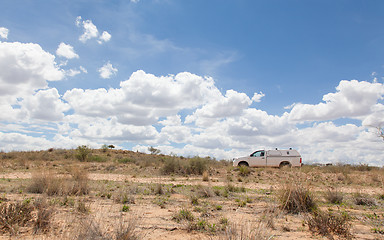 Image showing Car on a empty in the Namib desert