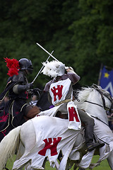 Image showing Knights jousting warwick castle England uk