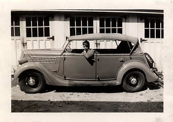 Image showing Vintage Man In Car