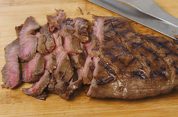 Image showing London broil sliced on a board