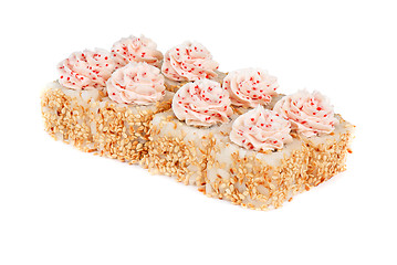 Image showing Roll with cream cheese, tobiko caviar