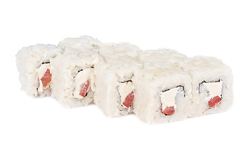 Image showing Roll with cream cheese and tomato