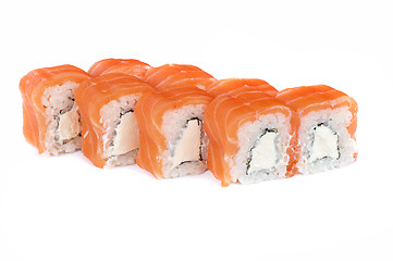 Image showing Roll with cream cheese and salmon