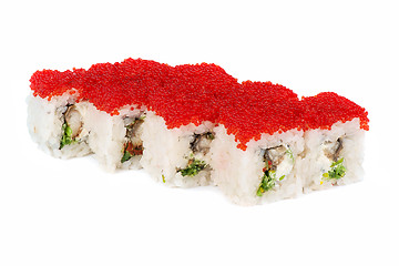 Image showing Roll with cream cheese, tobiko caviar