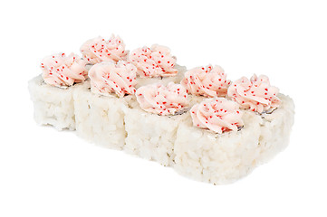 Image showing Roll with cream cheese, tobiko caviar