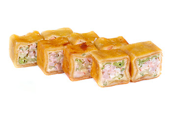 Image showing pancake sushi rolls