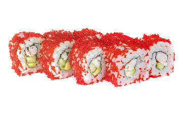 Image showing sushi rolls with sesame avocado and shrimp