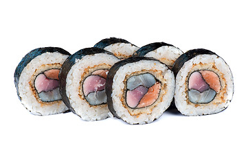 Image showing Roasted roll with different kinds of fish