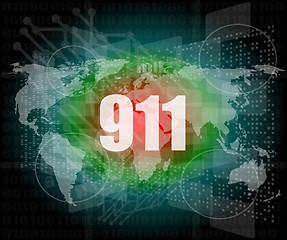 Image showing 911 words on digital touch screen interface