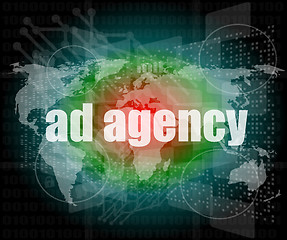 Image showing add agency word on digital touch screen, business concept
