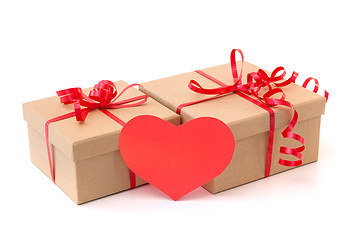 Image showing Valentine gift boxes with red heart