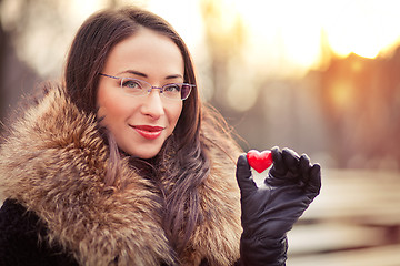 Image showing Valentines day girl with gift