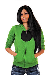 Image showing Girl in green sweater.