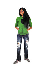 Image showing Girl in green hoodie.