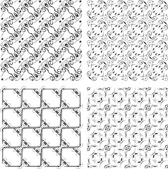 Image showing Set of black and white geometric seamless patterns. background