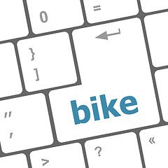 Image showing bike word on keyboard key, notebook computer button