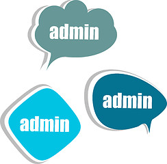 Image showing admin words on modern banner design template. set of stickers, labels, tags, clouds