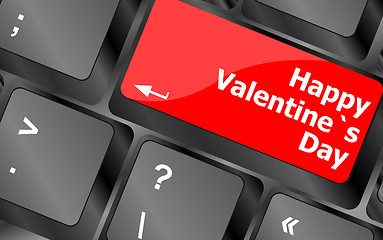 Image showing happy valentine s day button on the keyboard - holiday concept