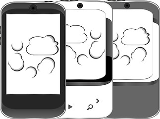 Image showing Smart phone set with cloud computing symbol on a screen