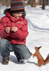 Image showing Squirrel and little boy