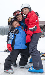 Image showing Little skiers