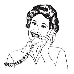 Image showing Popart comic retro woman talking by phone