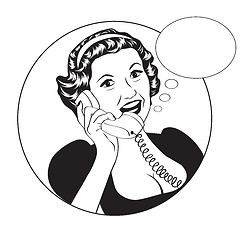 Image showing Popart comic retro woman talking by phone