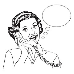 Image showing Popart comic retro woman talking by phone