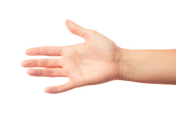 Image showing Outstretched human hand on white background