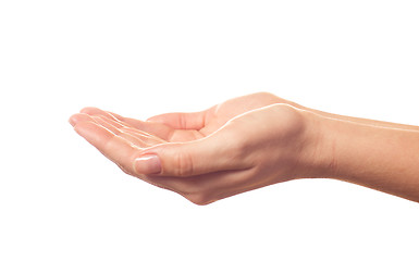 Image showing Begging human hand on white background