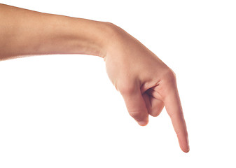 Image showing One human hand pointing down