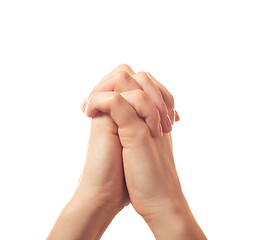 Image showing Two pleading human hands isolated